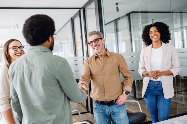 Diverse group of professionals collaborating in office setting